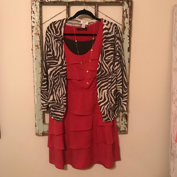 Beautiful Dark Coral Dress with Layered Skirt - Picture 6 of 7